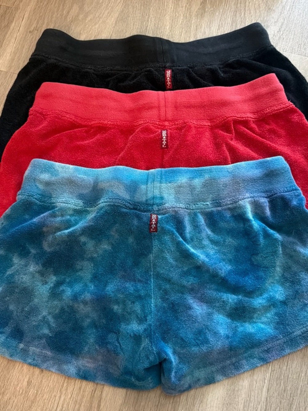 HARDTAIL Shorts Trio - Blue Tie-Dye, Red, Black